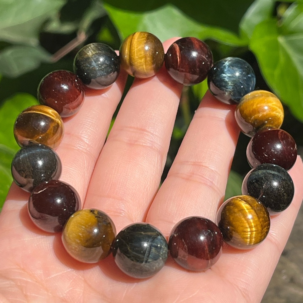 14mm gorgeous rainbow tiger eye bracelet